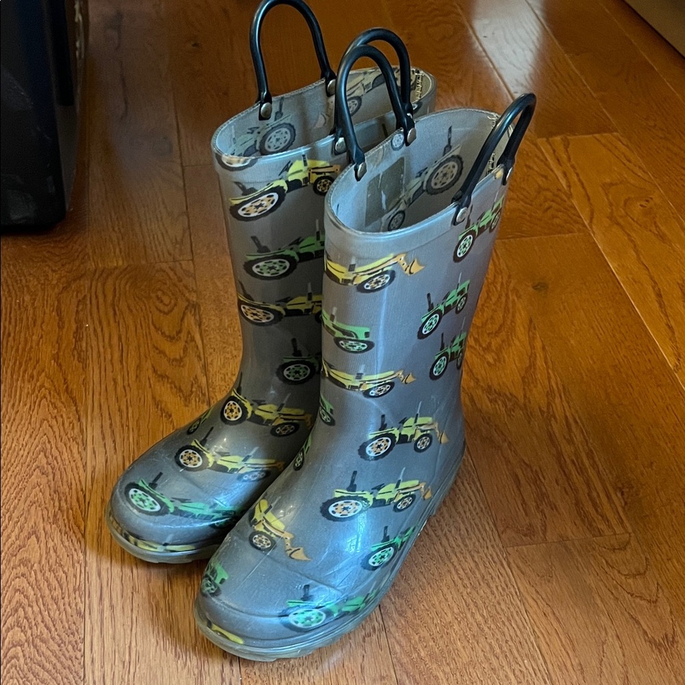 Kids Tractor Print Rain Boots